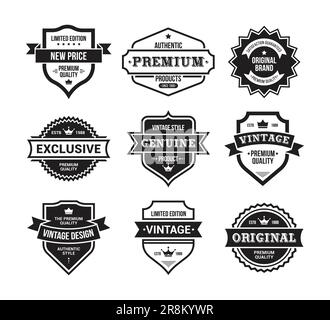 Set mit flachen Emblemen im Retro-Stil Stock Vektor