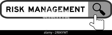 Suchbanner in Word Risk Management mit Lupensymbol auf weißem Hintergrund Stock Vektor