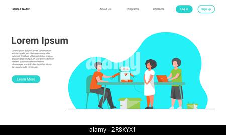 Kinder präsentieren Cyborg im Robotik-Kurs Stock Vektor