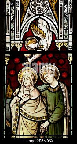Mary und Saint John, Buntglas, St. Giles Church, Packwood, Warwickshire, England, Großbritannien Stockfoto