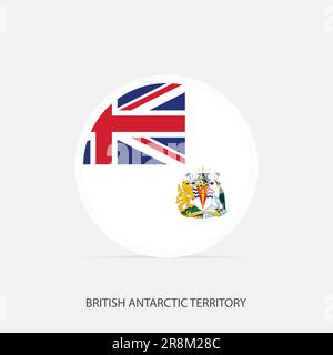 Britisches Antarktisgebiet rundes Flaggensymbol mit Schatten. Stock Vektor