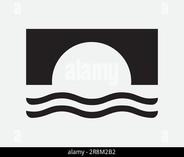 Symbol „Brücke mit Wasser“. Arch Architecture Structure Pillar River Road Gegenüber. Schwarzes weißes Schild Illustration Grafik Clipart EPS-Vektor Stock Vektor