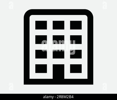 Gebäudesymbol Wolkenkratzer Appartement Wohnblock Wohngebäude Gewerbegebäude Schwarz Weiß Schild Symbol Kunstwerke Clipart EPS Vektor Stock Vektor