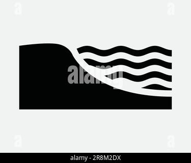 Symbol „Ausrollen“. Strand Küstenwelle Wasser Meer Meer Meer Meer Meer Meer Meer Küste Küste Küste. Schwarzes weißes Schild Illustration Grafik Clipart EPS-Vektor Stock Vektor