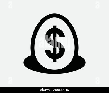 Geld Ei-Symbol. Spar-Nest-Pensionierung Investition Sparen Sparen Sparkasse Finanzen Vermögen Pension Schwarz-Weiß-Zeichen-Symbol Bildmaterial Grafik Clipart EPS-Vektor Stock Vektor