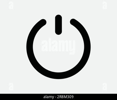 Ein-/Aus-Symbol. Shutdown Start Computer Switch Control Round Circle (Herunterfahren/Start Computerschalter Kreis) Schwarzes weißes Zeichen Symbol Form Illustration Grafik Clipart EPS-Vektor Stock Vektor