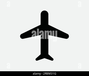 Flugzeugsymbol Flughafen Flugzeug Flugzeug Flugzeug Flugzeug Flugzeug Flugzeug Flugzeug Reisen Schwarz Weiß Schild Symbol Illustration Kunstwerk Clipart Form EPS Vektor Stock Vektor