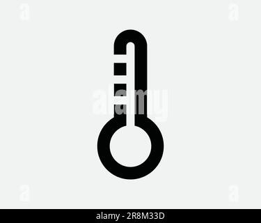 Thermometersymbol Temperatur Temperatur kalte Wärme Messskala Wettervorhersage Schwarzes weißes Symbol Illustration Grafik Clipart EPS-Vektor Stock Vektor