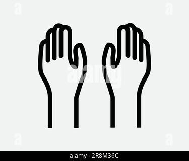 Symbol Für Zwei Hände. 2 Arme Hoch, Hoch, Hoch, Hoch Mit Den Fingern, Die Hand Ergibt Sich. Schwarzes weißes Symbol Kontur Form Bildmaterial Grafik Clipart EPS-Vektor Stock Vektor