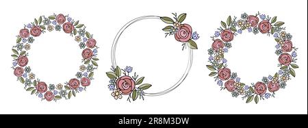 Rosenblütenkranz für Karte oder Einladung Stock Vektor