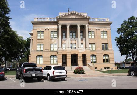 Georgetown, TX - 7. Juni 2023: Historisches Williamson County Courthouse im Stadtzentrum von Georgetown, Texas Stockfoto