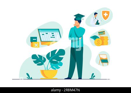 Studiengang für männliche Studentinnen im College Stock Vektor