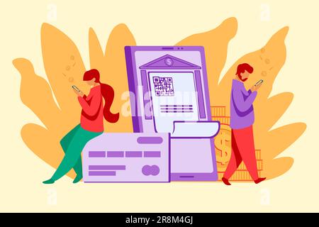 Die Leute überprüfen Geld auf Konten Stock Vektor