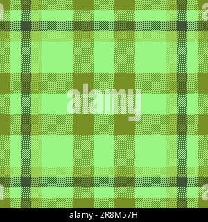 Prüfen Sie die karierte Textur des Textilmusters mit einem nahtlosen Tartan-Vektorstoff in Grün- und Limettenfarben. Stock Vektor