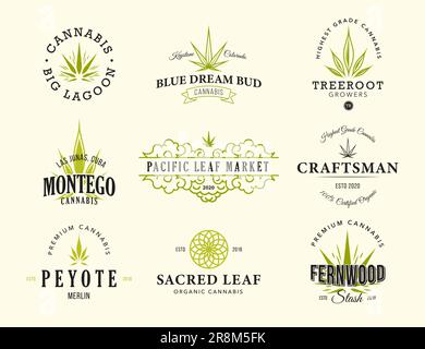 Verschiedene Cannabis-Unkrautflachbanner Stock Vektor