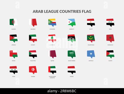 Symbolgruppe für Chat-Flaggen für Länder der Arabischen Liga. Stock Vektor