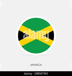 Jamaika rundes Flaggensymbol mit Schatten. Stock Vektor