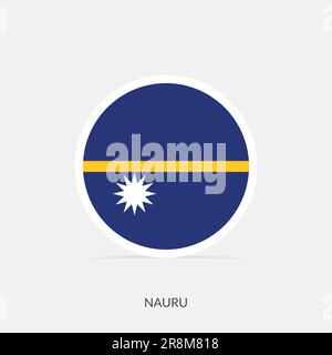 Rundes Nauru-Flaggensymbol mit Schatten. Stock Vektor