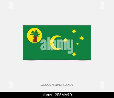 Cocos Keeling Islands Rechteckflaggensymbol mit Schatten. Stock Vektor