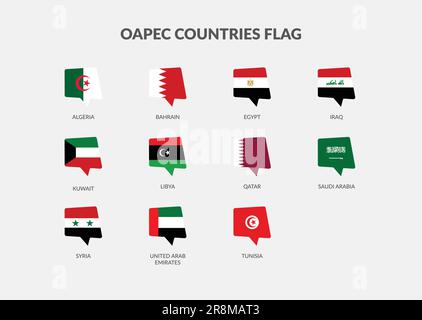 OAPEC - Organisation der Arabischen Erdöl exportierenden Länder - Sammlung von Chat-Flaggensymbolen Stock Vektor