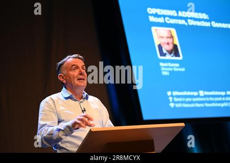 Dublin, Irland. 19. Juni 2023. Foto von Simon Wilkinson/SWpix.com - 18/06/2023 - Eurovision News - NewsXChange 2023 Konferenz - The Convention Centre Dublin, Irland - Keynote Interview Noel Curran Credit: SWpix/Alamy Live News Stockfoto