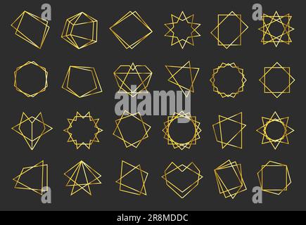 Goldene geometrische flache Rahmen festgelegt Stock Vektor