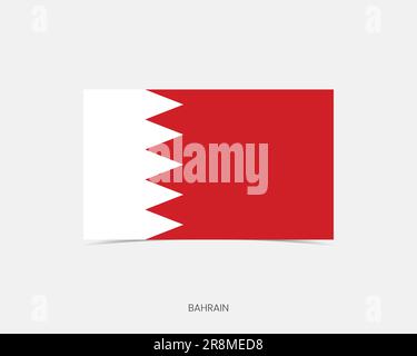 Bahrain Rechteck-Flaggensymbol mit Schatten. Stock Vektor