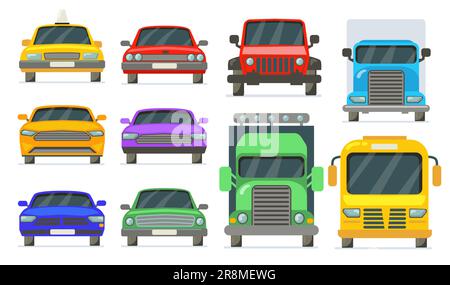 Vorderansicht des Fahrzeugsatzes Stock Vektor