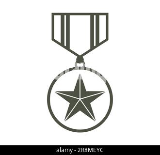 Militärmedaille der schwarzen Ikone. Abbildung eines flachen Vektors. Stock Vektor