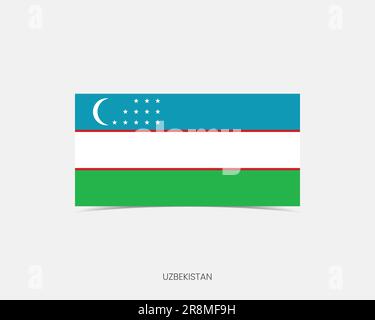 Usbekistan Rechteck-Flaggensymbol mit Schatten. Stock Vektor