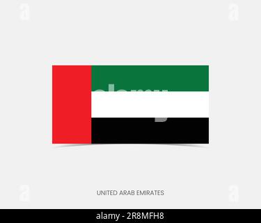 Vereinigte Arabische Emirate Rechteckflaggensymbol mit Schatten. Stock Vektor