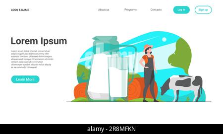 Frische Milch im Glaskrug Stock Vektor