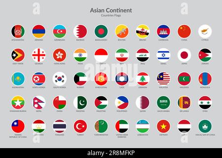 Länder des asiatischen Kontinents zeigen die Sammlung von Symbolen an Stock Vektor