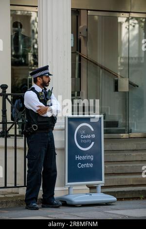 London, Großbritannien. 22. Juni 2023 Das britische Covid-19 Inquiry Hearing Centre in West-London, während die öffentliche Anhörung zum Umgang des Vereinigten Königreichs mit der Pandemie beginnt. Foto: Amanda Rose/Alamy Live News Stockfoto