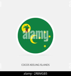 Cocos Keeling Islands rundet das Flaggensymbol mit Schatten. Stock Vektor