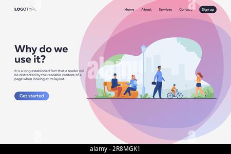 Leute, die sich im Park im Sommer entspannen, Flachvektordarstellung Stock Vektor