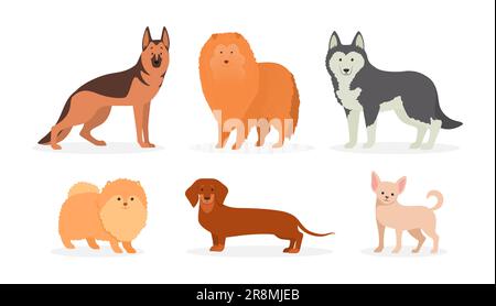 Die niedliche Happy Hundes-Kollektion mit flachen I Stock Vektor