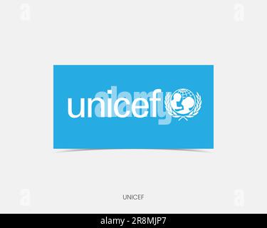 UNICEF-Rechteck-Flaggensymbol mit Schatten. Stock Vektor