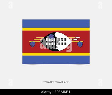 Eswatini Swasiland Rechteckflaggensymbol mit Schatten. Stock Vektor