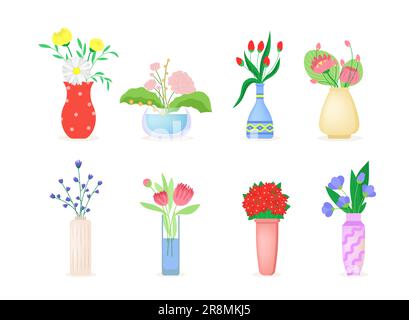 Blumenstrauß flache Icon-Kollektion Stock Vektor