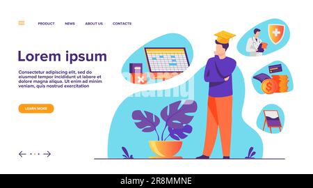 Studiengang für männliche Studentinnen im College Stock Vektor