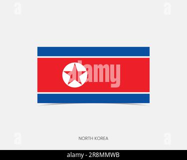 Nordkorea Rechteck-Flaggensymbol mit Schatten. Stock Vektor