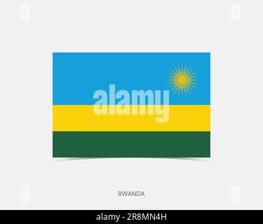 Symbol der ruandischen Rechteckflagge mit Schatten. Stock Vektor