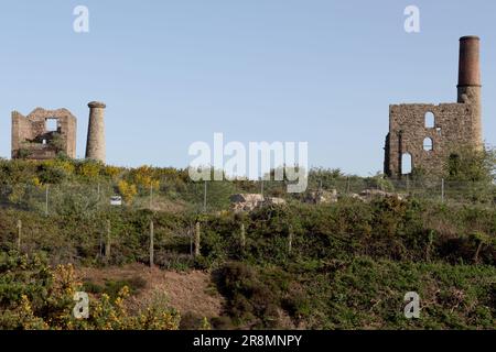 Die Überreste von Cook's Kitchen Mine in Brea, Cornwall. Stockfoto