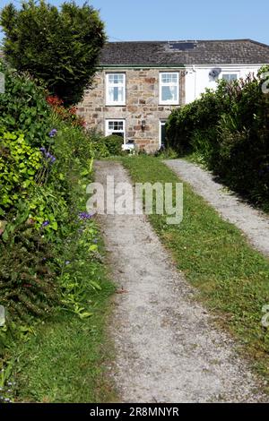 Ein einfaches Cornish Cottage, im reizenden Dorf Brea in Cornwall, England. Stockfoto