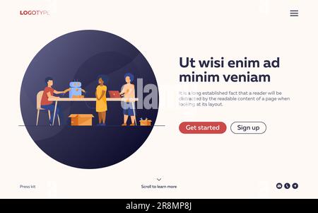 Kinder präsentieren Cyborg im Robotik-Kurs Stock Vektor