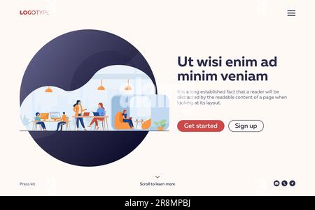 Modernes Business-Team, das in Großraumbüros arbeitet Stock Vektor