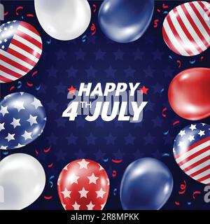 Zusammensetzung von Ballons mit Abdrücken der US-Flagge Stock Vektor