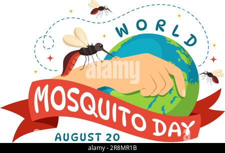 World Mosquito Day Vector Illustration am 20. August mit Midge kann Dengue-Fieber und Malaria verursachen in flachen, handgezeichneten Cartoon Background Templates Stock Vektor