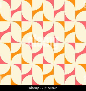 Groovy Nahtloses Muster. Hintergrund im Retro-Stil. Sich wiederholendes geometrisches Vintage-Design für Drucke. Wiederholte Mosaikpatern. Frohe 70s-Tapete. Wiederhole Stock Vektor